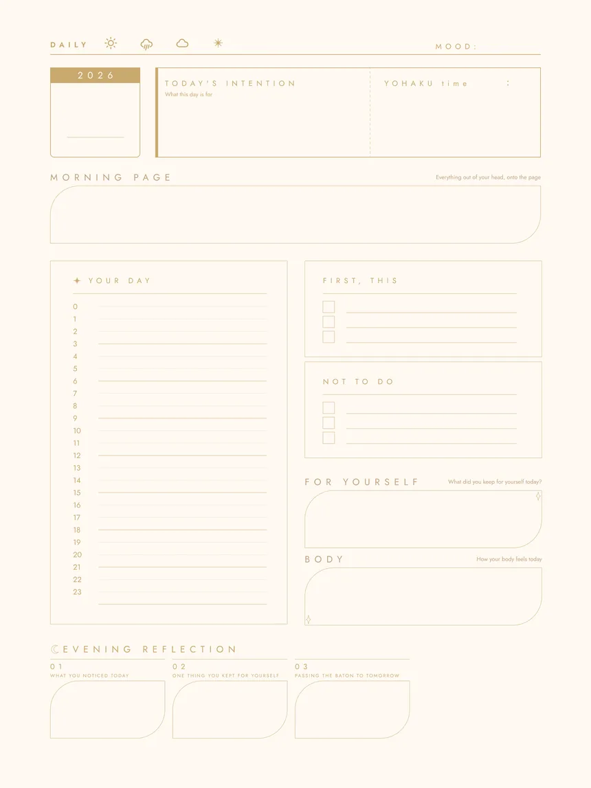 YOHAKU edit free undated daily page for iPad — the gift you'll receive