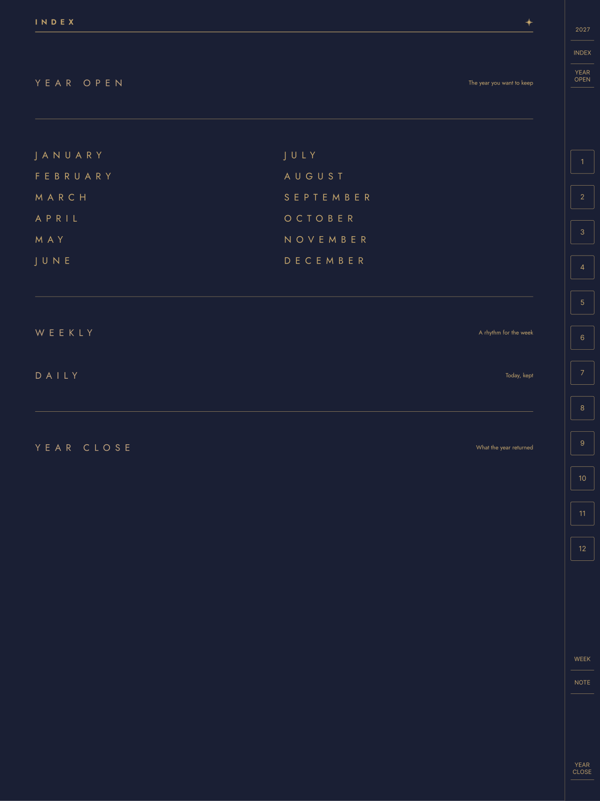 YOHAKU edit index page — tap to jump anywhere