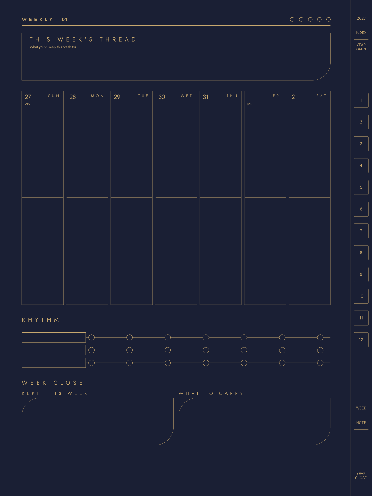YOHAKU edit weekly page — a quiet weekly overview